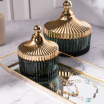 Glasskrukke Green/Gold 16x14,5cm