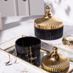 Glasskrukke Black/Gold 16x14,5cm