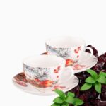 Cranberry kaffekopp 25cl, m.skål